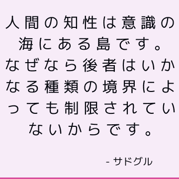 人間の知性は意識の海にある島です。なぜなら後者はいかなる種類の境界によっても制限されていないからです。