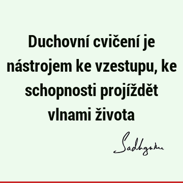 Duchovní cvičení je nástrojem ke vzestupu, ke schopnosti projíždět vlnami ž