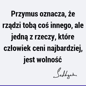 Przymus oznacza, że rządzi tobą coś innego, ale jedną z rzeczy, które człowiek ceni najbardziej, jest wolność