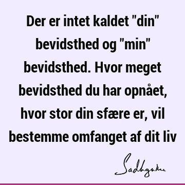 Der er intet kaldet "din" bevidsthed og "min" bevidsthed. Hvor meget bevidsthed du har opnået, hvor stor din sfære er, vil bestemme omfanget af dit