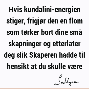 Hvis kundalini-energien stiger, frigjør den en flom som tørker bort dine små skapninger og etterlater deg slik Skaperen hadde til hensikt at du skulle væ