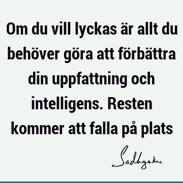 Om du vill lyckas är allt du behöver göra att förbättra din uppfattning och intelligens. Resten kommer att falla på