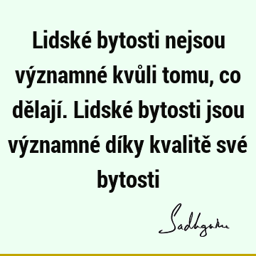 Lidské bytosti nejsou významné kvůli tomu, co dělají. Lidské bytosti jsou významné díky kvalitě své