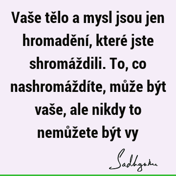 Vaše tělo a mysl jsou jen hromadění, které jste shromáždili. To, co nashromáždíte, může být vaše, ale nikdy to nemůžete být