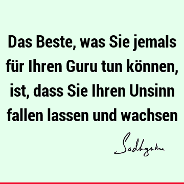 Das Beste, was Sie jemals für Ihren Guru tun können, ist, dass Sie Ihren Unsinn fallen lassen und