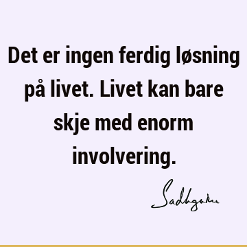 Det er ingen ferdig løsning på livet. Livet kan bare skje med enorm