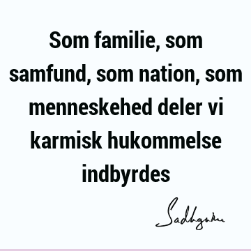 Som familie, som samfund, som nation, som menneskehed deler vi karmisk hukommelse