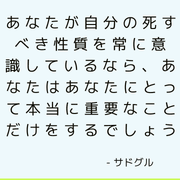 あなたが自分の死すべき性質を常に意識しているなら、あなたはあなたにとって本当に重要なことだけをするでしょう