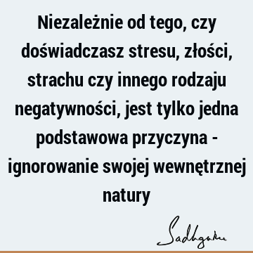 Niezależnie od tego, czy doświadczasz stresu, złości, strachu czy innego rodzaju negatywności, jest tylko jedna podstawowa przyczyna - ignorowanie swojej wewnę