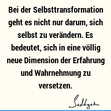 Bei der Selbsttransformation geht es nicht nur darum, sich selbst zu verändern. Es bedeutet, sich in eine völlig neue Dimension der Erfahrung und Wahrnehmung