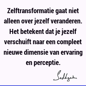 Zelftransformatie gaat niet alleen over jezelf veranderen. Het betekent dat je jezelf verschuift naar een compleet nieuwe dimensie van ervaring en