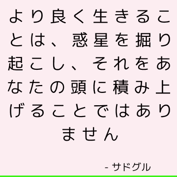 より良く生きることは、惑星を掘り起こし、それをあなたの頭に積み上げることではありません