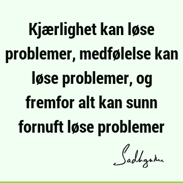 Kjærlighet kan løse problemer, medfølelse kan løse problemer, og fremfor alt kan sunn fornuft løse