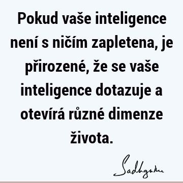 Pokud vaše inteligence není s ničím zapletena, je přirozené, že se vaše inteligence dotazuje a otevírá různé dimenze ž