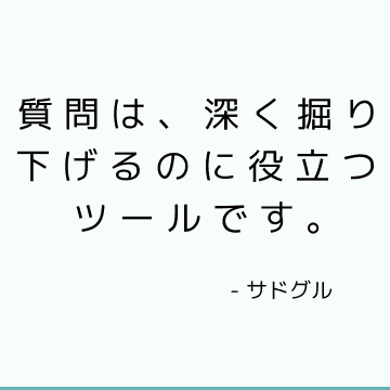 質問は、深く掘り下げるのに役立つツールです。