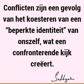 Conflicten zijn een gevolg van het koesteren van een “beperkte identiteit” van onszelf, wat een confronterende kijk creë