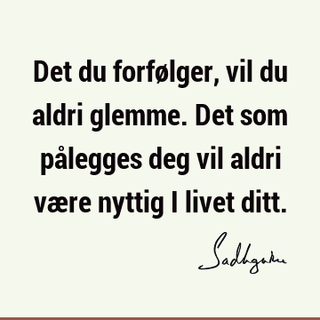 Det du forfølger, vil du aldri glemme. Det som pålegges deg vil aldri være nyttig i livet