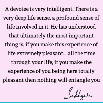 A devotee is very intelligent. There is a very deep life sense, a profound sense of life involved in it. He has understood that ultimately the most important