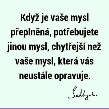 Když je vaše mysl přeplněná, potřebujete jinou mysl, chytřejší než vaše mysl, která vás neustále