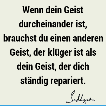 Wenn dein Geist durcheinander ist, brauchst du einen anderen Geist, der klüger ist als dein Geist, der dich ständig