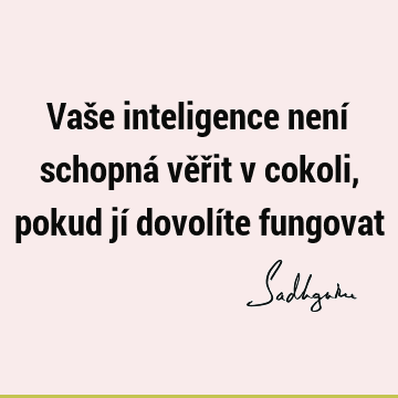 Vaše inteligence není schopná věřit v cokoli, pokud jí dovolíte