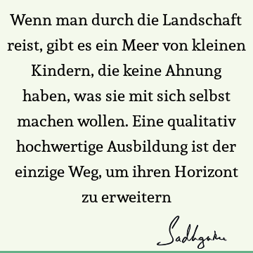 Wenn man durch die Landschaft reist, gibt es ein Meer von kleinen Kindern, die keine Ahnung haben, was sie mit sich selbst machen wollen. Eine qualitativ