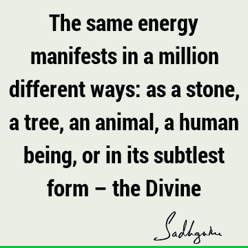 The same energy manifests in a million different ways: as a stone, a tree, an animal, a human being, or in its subtlest form – the D