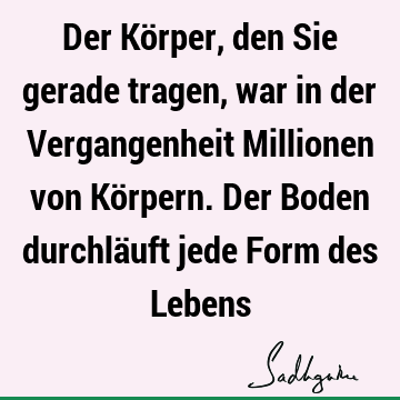 Der Körper, den Sie gerade tragen, war in der Vergangenheit Millionen von Körpern. Der Boden durchläuft jede Form des L