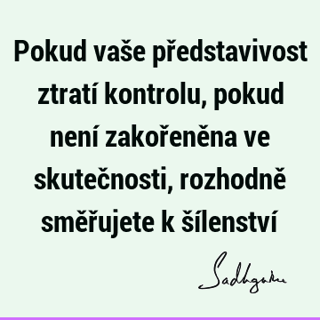 Pokud vaše představivost ztratí kontrolu, pokud není zakořeněna ve skutečnosti, rozhodně směřujete k šílenství