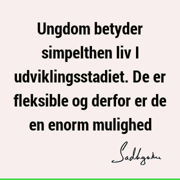 Ungdom betyder simpelthen liv i udviklingsstadiet. De er fleksible og derfor er de en enorm