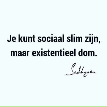 Je kunt sociaal slim zijn, maar existentieel