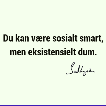 Du kan være sosialt smart, men eksistensielt