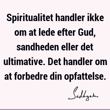 Spiritualitet handler ikke om at lede efter Gud, sandheden eller det ultimative. Det handler om at forbedre din