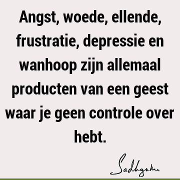 Angst, woede, ellende, frustratie, depressie en wanhoop zijn allemaal producten van een geest waar je geen controle over