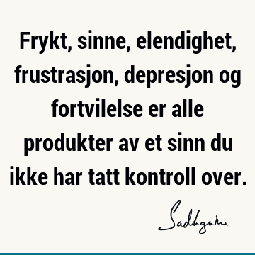 Frykt, sinne, elendighet, frustrasjon, depresjon og fortvilelse er alle produkter av et sinn du ikke har tatt kontroll