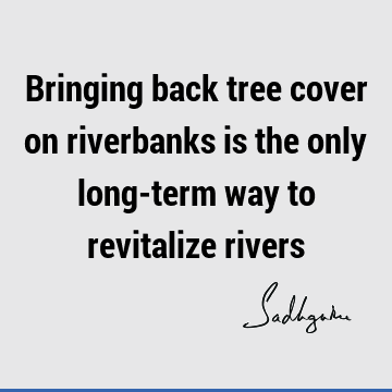 Bringing back tree cover on riverbanks is the only long-term way to revitalize