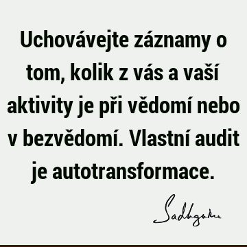 Uchovávejte záznamy o tom, kolik z vás a vaší aktivity je při vědomí nebo v bezvědomí. Vlastní audit je