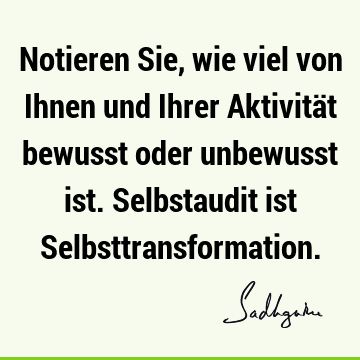 Notieren Sie, wie viel von Ihnen und Ihrer Aktivität bewusst oder unbewusst ist. Selbstaudit ist S