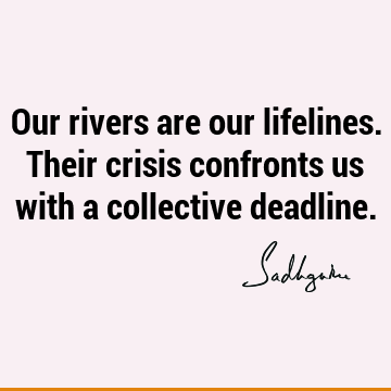 Our rivers are our lifelines. Their crisis confronts us with a collective