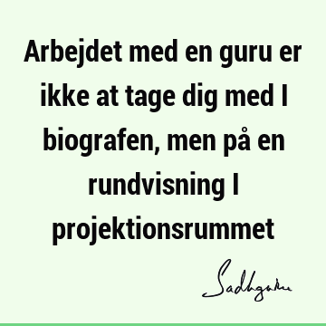 Arbejdet med en guru er ikke at tage dig med i biografen, men på en rundvisning i