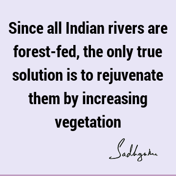 Since all Indian rivers are forest-fed, the only true solution is to rejuvenate them by increasing