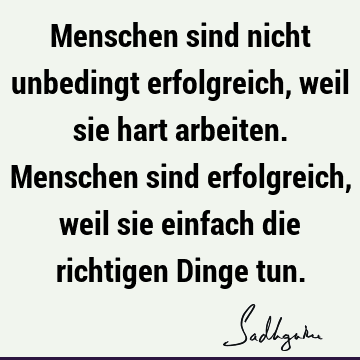 Menschen sind nicht unbedingt erfolgreich, weil sie hart arbeiten. Menschen sind erfolgreich, weil sie einfach die richtigen Dinge