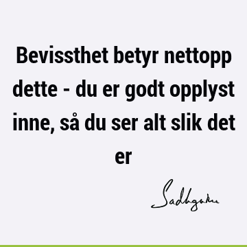 Bevissthet betyr nettopp dette - du er godt opplyst inne, så du ser alt slik det