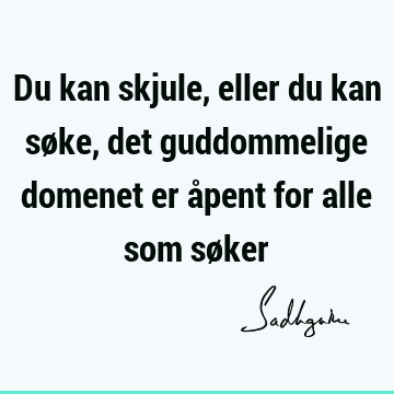 Du kan skjule, eller du kan søke, det guddommelige domenet er åpent for alle som sø