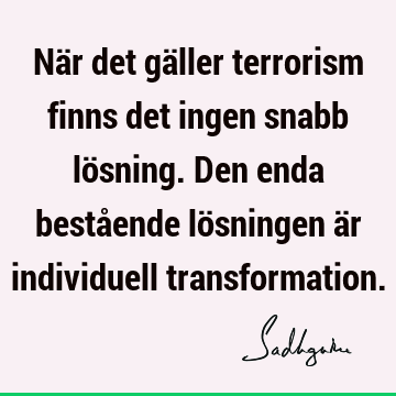 När det gäller terrorism finns det ingen snabb lösning. Den enda bestående lösningen är individuell