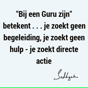 "Bij een Guru zijn" betekent ... je zoekt geen begeleiding, je zoekt geen hulp - je zoekt directe