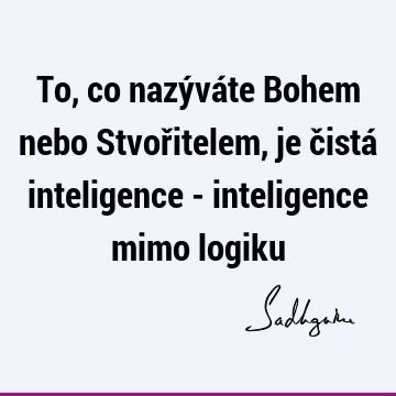 To, co nazýváte Bohem nebo Stvořitelem, je čistá inteligence - inteligence mimo