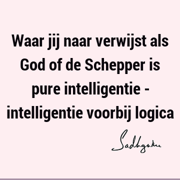 Waar jij naar verwijst als God of de Schepper is pure intelligentie - intelligentie voorbij