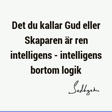 Det du kallar Gud eller Skaparen är ren intelligens - intelligens bortom