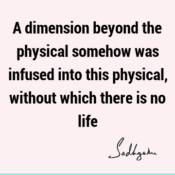 A dimension beyond the physical somehow was infused into this physical, without which there is no